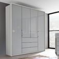 Rauch Erimo 204cm 4 Door Wardrobe with 3 Drawer - Silk Grey and Silk Grey Glass