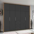 Rauch Erimo 254cm 5 Door Wardrobe with 3 Drawer - Artisan Oak and Basalt Glass
