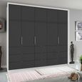 Rauch Erimo 254cm 5 Door Wardrobe with 9 Drawer - Alpine White and Basalt Glass