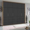 Rauch Erimo 254cm 5 Door Wardrobe with 9 Drawer - Artisan Oak and Basalt Glass