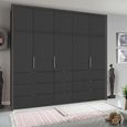 Rauch Erimo 254cm 5 Door Wardrobe with 9 Drawer - Graphite and Basalt Glass