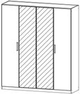 Rauch Essensa 181cm Basalt Glass 4 Door Mirror Wardrobe - Oak Carcase