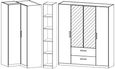 Rauch Essensa 314cm White 6 Door Combi L Shaped Wardrobe - Metallic Grey Carcase