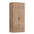 Evelyn Wardrobe - 101cm - 2 Door - H 197cm - with Drawer - Sonoma Oak
