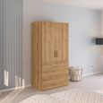 Evelyn Wardrobe - 101cm - 2 Door - H 197cm - with Drawer - Wild Oak