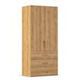 Evelyn Wardrobe - 101cm - 2 Door - H 223cm - with Drawer - Wild Oak