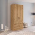 Evelyn Wardrobe - 101cm - 2 Door - H 223cm - with Drawer - Wild Oak