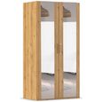 Evelyn Mirror Wardrobe - 101cm - 2 Door - H 197cm - Wild Oak