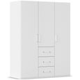 Evelyn Wardrobe - 151cm - 3 Door - H 197cm - with Drawer - Alpine White