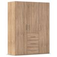 Evelyn Wardrobe - 151cm - 3 Door - H 197cm - with Drawer - Sonoma Oak