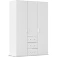 Evelyn Wardrobe - 151cm - 3 Door - H 223cm - with Drawer - Alpine White