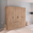 Evelyn Wardrobe - 201cm - 4 Door - H 197cm - with Drawer - Sonoma Oak