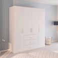 Evelyn Wardrobe - 201cm - 4 Door - H 223cm - with Drawer - Alpine White