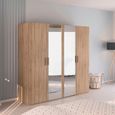 Rauch Evelyn 201cm 4 Door Wardrobe with Mirror - H 197cm - Sonoma Oak