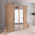 Rauch Evelyn 201cm 4 Door Wardrobe with Mirror - H 223cm - Sonoma Oak