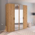 Rauch Evelyn 201cm 4 Door Wardrobe with Mirror - H 223cm - Wild Oak