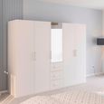 Evelyn Wardrobe - 251cm - 5 Door - Combi - H 197cm - Alpine White