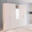 Evelyn Wardrobe - 251cm - 5 Door - Combi - H 223cm - Alpine White