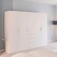 Evelyn Wardrobe - 251cm - 5 Door - H 197cm - with Drawer - Alpine White