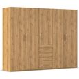 Evelyn Wardrobe - 251cm - 5 Door - H 197cm - with Drawer - Wild Oak