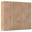 Evelyn Wardrobe - 251cm - 5 Door - H 223cm - with Drawer - Sonoma Oak