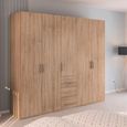 Evelyn Wardrobe - 251cm - 5 Door - H 223cm - with Drawer - Sonoma Oak