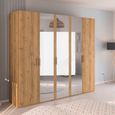 Rauch Evelyn 251cm 5 Door Wardrobe with Mirror - H 223cm - Wild Oak
