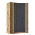 Rauch Genua 136cm 3 Door Wardrobe Type B - Artisan Oak and Metallic Dark Grey