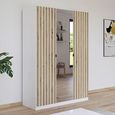 Rauch Genua 136cm 3 Door Wardrobe with Mirror - Alpine White and Artisan Oak