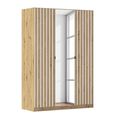 Rauch Genua 136cm 3 Door Wardrobe with Mirror - Artisan Oak and Alpine White