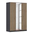 Rauch Genua 136cm 3 Door Wardrobe with Mirror - Metallic Dark Grey and Artisan Oak