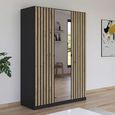 Rauch Genua 136cm 3 Door Wardrobe with Mirror - Metallic Dark Grey and Artisan Oak