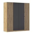 Rauch Genua 181cm 4 Door Wardrobe Type A - Artisan Oak and Metallic Dark Grey