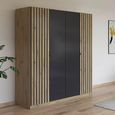 Rauch Genua 181cm 4 Door Wardrobe Type A - Artisan Oak and Metallic Dark Grey