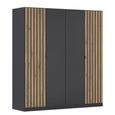 Rauch Genua 181cm 4 Door Wardrobe Type A - Metallic Dark Grey and Artisan Oak