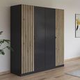 Rauch Genua 181cm 4 Door Wardrobe Type A - Metallic Dark Grey and Artisan Oak