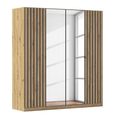 Rauch Genua 181cm 4 Door Wardrobe with Mirror - Artisan Oak and Metallic Dark Grey