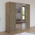 Rauch Genua 181cm 4 Door Wardrobe with Mirror - Artisan Oak and Metallic Dark Grey
