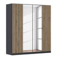 Rauch Genua 181cm 4 Door Wardrobe with Mirror - Metallic Dark Grey and Artisan Oak