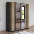 Rauch Genua 181cm 4 Door Wardrobe with Mirror - Metallic Dark Grey and Artisan Oak
