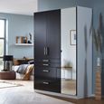 Rauch Homburg 136cm 3 Door Combi Wardrobe - Alpine White and High Gloss Grey