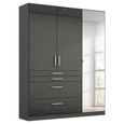 Rauch Homburg 136cm 3 Door Combi Wardrobe - Metallic Dark Grey and High Gloss Grey
