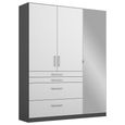 Rauch Homburg 136cm 3 Door Combi Wardrobe - Metallic Dark Grey and High Gloss White