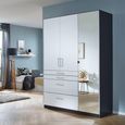Rauch Homburg 136cm 3 Door Combi Wardrobe - Metallic Dark Grey and High Gloss White