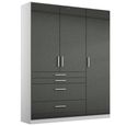 Rauch Homburg 136cm 3 Door Wardrobe with Drawer - Alpine White and High Gloss Grey