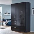 Rauch Homburg 136cm 3 Door Wardrobe with Drawer - Metallic Dark Grey and High Gloss Grey