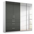 Rauch Homburg 181cm 4 Door Combi Wardrobe - Alpine White and High Gloss Grey