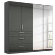 Rauch Homburg 181cm 4 Door Combi Wardrobe - Metallic Dark Grey and High Gloss Grey