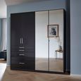 Rauch Homburg 181cm 4 Door Combi Wardrobe - Metallic Dark Grey and High Gloss Grey