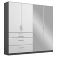 Rauch Homburg 181cm 4 Door Combi Wardrobe - Metallic Dark Grey and High Gloss White